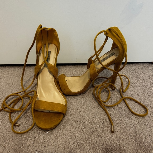 Mustard Yellow Lace Up Heels - Picture 2 of 2